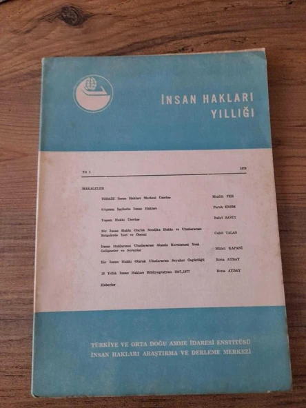 İNSAN HAKLARI YILLIĞI Yıl:1, 1979, " FARUK EREM  -Göçmen İşçilerin İnsan Hakları" (Sahafiye Kitap)