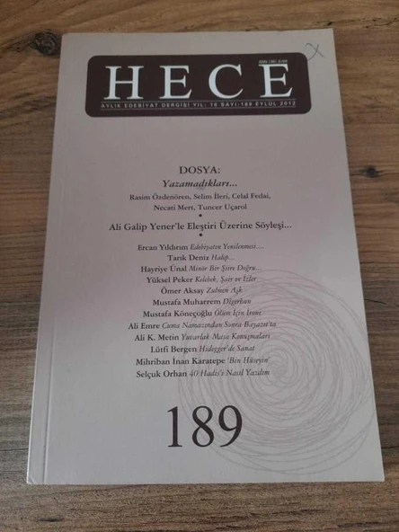 HECE AYLIK EDEBİYAT DERGİSİ Yıl:16,Sayı:189 Eylül 2012 "Yazamadıkları..." (Sahafiye Kitap)