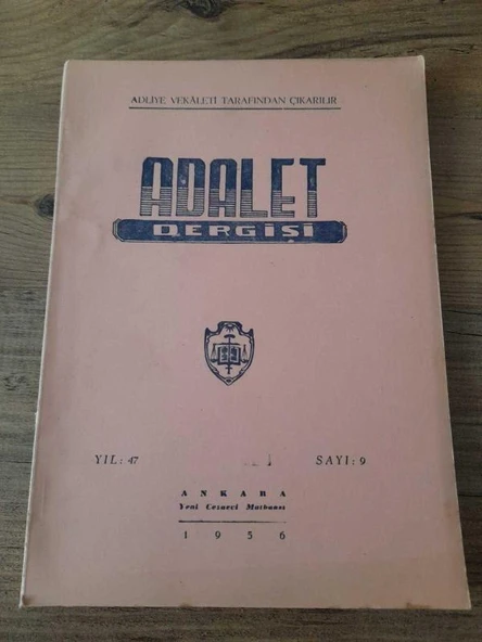 ADALET DERGİSİ, Yıl:47,Sayı:9 "Faruk EREM-Karşılıksız Çek" (Sahafiye Kitap) ürün görseli 1