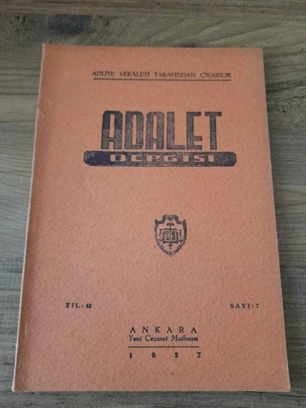ADALET DERGİSİ, Eylül 1957, Yıl:48,Sayı:7 "İcra Takibi Suçları" (Sahafiye Kitap) ürün görseli 1