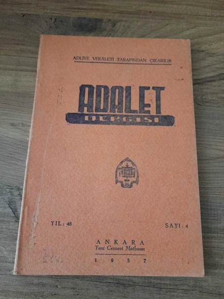 ADALET DERGİSİ Nisan 1957, Yıl:48,Sayı:4 "İcra ve İflas Kanununun 89 uncu maddesi" (Sahafiye Kitap) ürün görseli 1