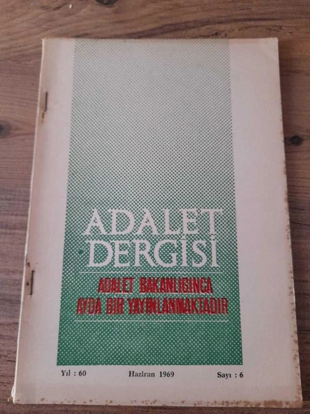 ADALET DERGİSİ Yıl:60,Say:6,Haziran 1969 "Halef Ayyıldız: İcra Hukukumuzda İhtihati Haciz" (Sahafiye Kitap) ürün görseli 1