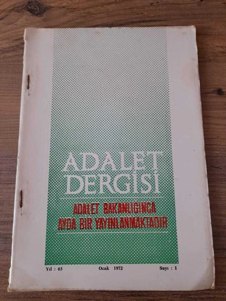 ADALET DERGİSİ, Ocak 1972, Yıl:63, Sayı:1 "Eyüp Sabri Erman-Açık Poliçe,Açık Bono" (Sahafiye Kitap) ürün görseli 1