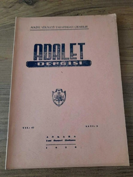 ADALET DERGİSİ, Yıl:47,Sayı:5, 1956 "Salahaddin Atalay-Suç ve Tahlil" (Sahafiye Kitap) ürün görseli 1