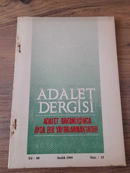 ADALET DERGİSİ, Aralık 1969, Yıl:60, Sayı:12 "Sulh ve İbra-Hikmet Berki" (Sahafiye Kitap) ürün görseli 1