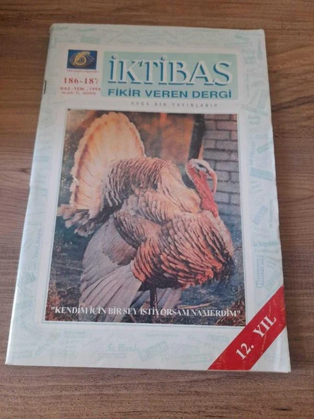 İKTİBAS FİKİR VEREN DERGİ HAZ-TEM 1994 SAYI:186-187 "RADİKAL HRİSTİYANLIK" (Sahafiye Kitap) ürün görseli 1