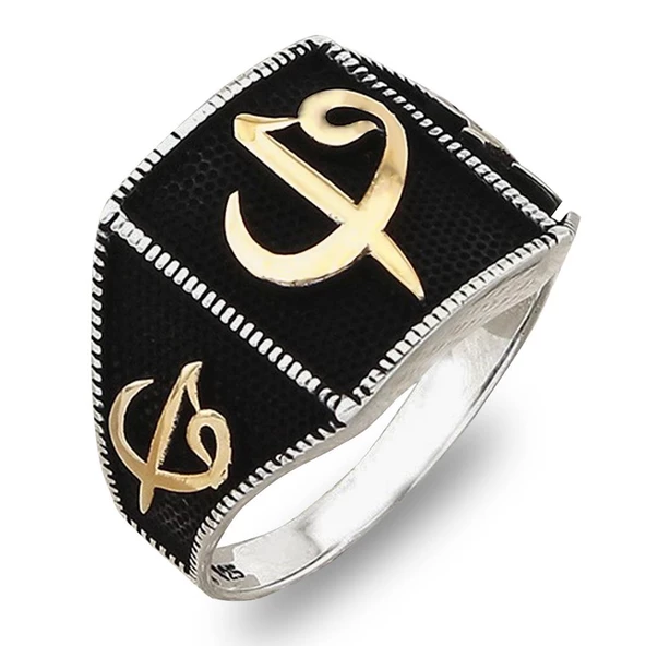 Elif Vav Motifli 925 Ayar Gümüş Yüzük - Resim 3