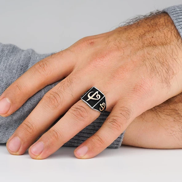 Elif Vav Motifli 925 Ayar Gümüş Yüzük - Resim 2