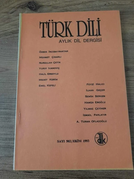 TÜRK DİLİ Dergisi Sayı: 502 / Ekim 1993 "70. Yılında Cumhuriyet ve Anlamı: Hamza Eroğlu" (Sahafiye Kitap) ürün görseli