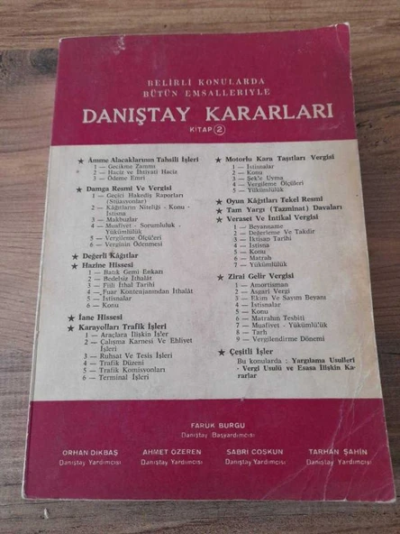 BELİRLİ KONULARDA BÜTÜN EMSALLERİYLE DANIŞTAY KARARLARI KİTAP 2 (Sahafiye Kitap) ürün görseli 1