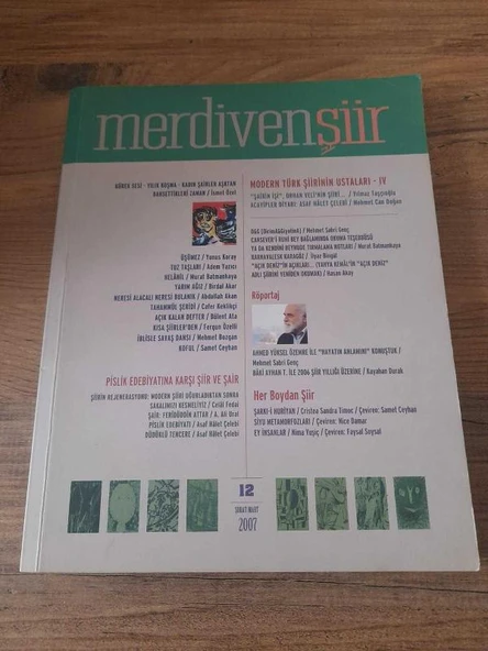 MERDİVENŞİİR İKİ AYLIK ŞİİR DERGİSİ  SAYI :12, ŞUBAT-MART 2007 "Röportaj: A.Yüksel ÖZEMRE" (Sahafiye Kitap) ürün görseli