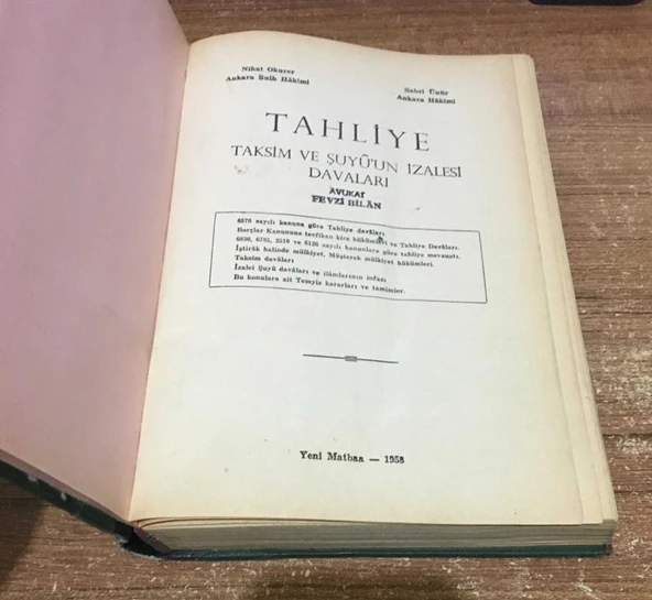 TAHLİYE Taksim ve Şuyû'un İzalesi Davaları (Sahafiye Kitap) - Resim 2