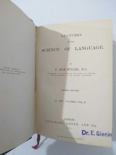 Lectures on the Science of Language - 1875  ( Eighth Edition ) (Sahafiye Kitap) - Resim 2