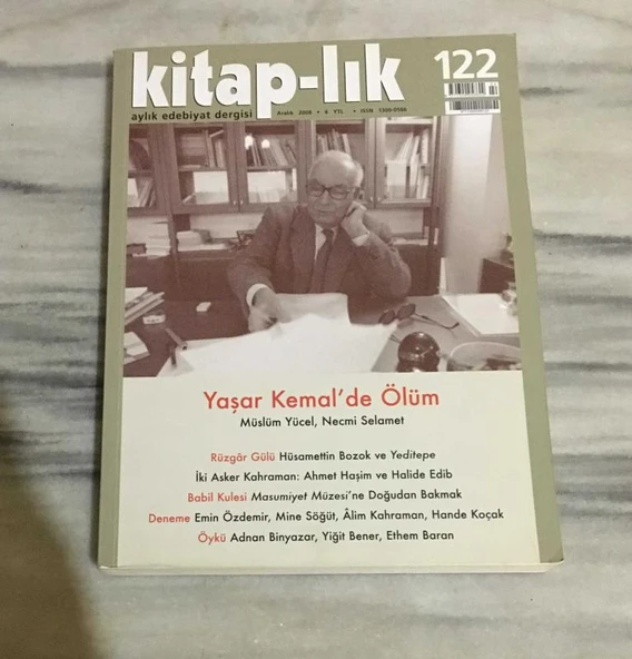 KİTAP-LIK Dergisi Aralık 2008 Sayı 122 YAŞAR KEMAL'DE ÖLÜM Müslüm Yücel,Necmi Selamet (Sahafiye Kitap) ürün görseli