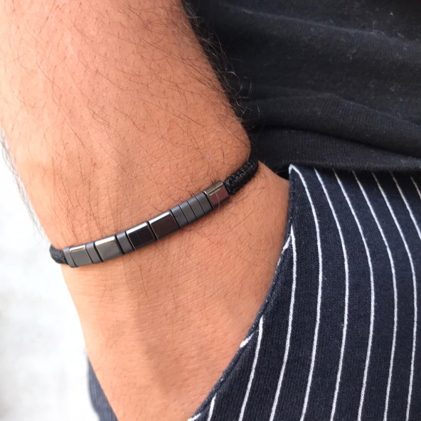 Hematit Mors Alfabeli İsimli Bileklik