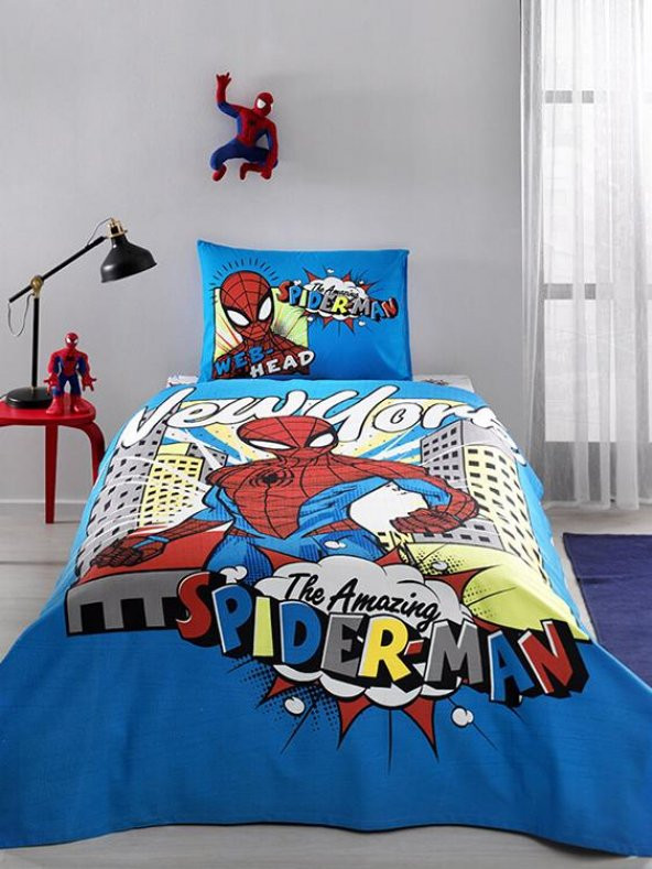 Özdilek Lisanslı Pike Takımı Spiderman New York Çarşafı Lastikli