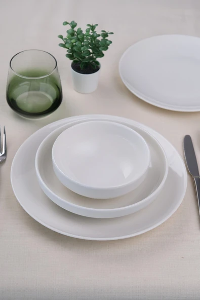 Tabak Evi Porselen Sofia Beyaz Yemek Takımı 4 Parça Tek Kişilik - 3