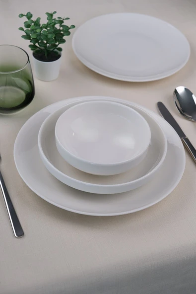 Tabak Evi Porselen Sofia Beyaz Yemek Takımı 4 Parça Tek Kişilik