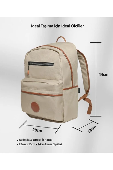 NPO nJoy 16" Unisex Notebook & Günlük Sırt Çantası Krem NJ01CR Krem - 8