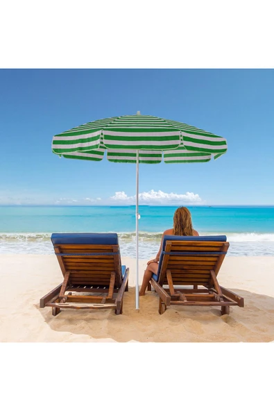 Exent 200 cm Plaj Şemsiyesi, bahçe şemsiyesi, balkon şemsiyesi, eğilebilen şemsiye-YEŞİL - 5