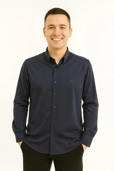 Dormen Erkek Pamuklu Slim Fit Uzun Kol Gömlek 7372 - Resim 3