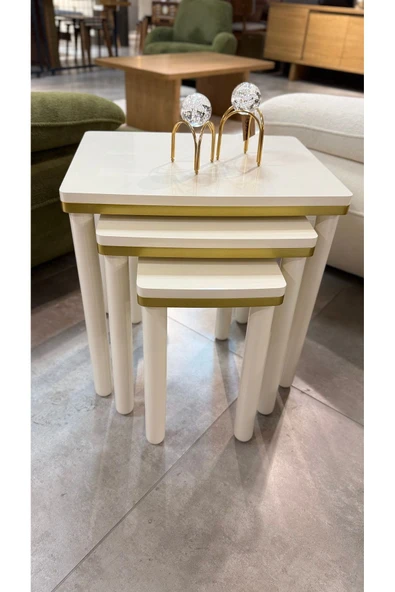 3LÜ BOHEM ZİGON SEHPA GOLD - Resim 3