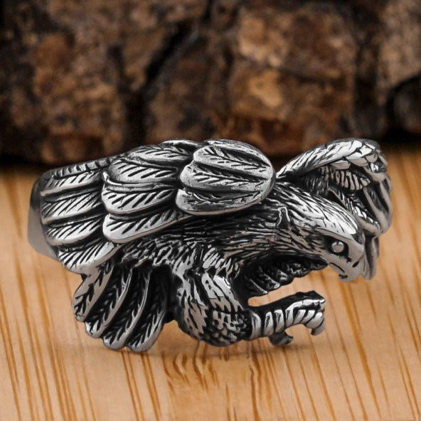 Pençeli Kartal Tasarımlı 925 Ayar Gümüş Yüzük ürün görseli