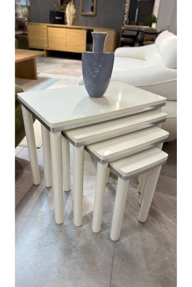 4LÜ BOHEM ZİGON SEHPA GÜMÜŞ ürün görseli