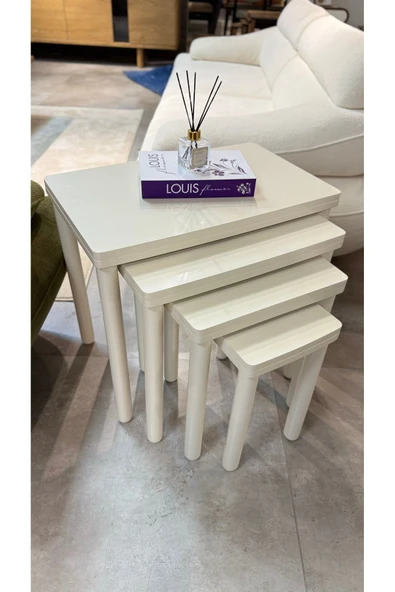 4LÜ BOHEM ZİGON SEHPA FULL KREM - Resim 2