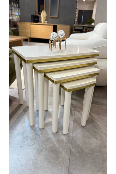 4LÜ BOHEM ZİGON SEHPA GOLD - Resim 3