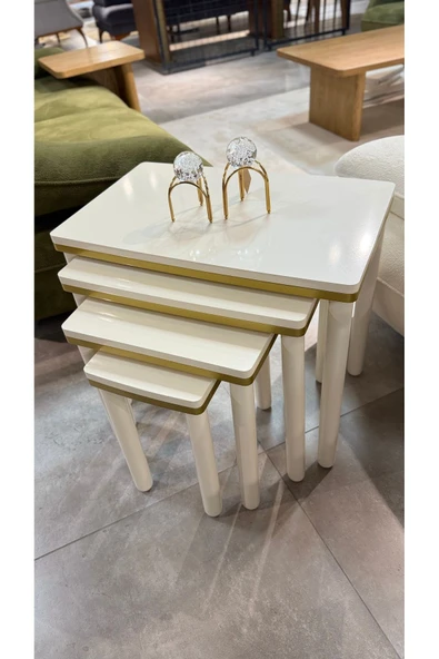 4LÜ BOHEM ZİGON SEHPA GOLD - Resim 2