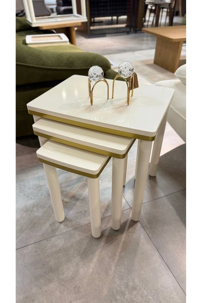 3LÜ BOHEM ZİGON SEHPA GOLD ürün görseli