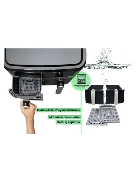 Wiami AirFryer 9L Dual Basket Yağsız Fritöz - 5