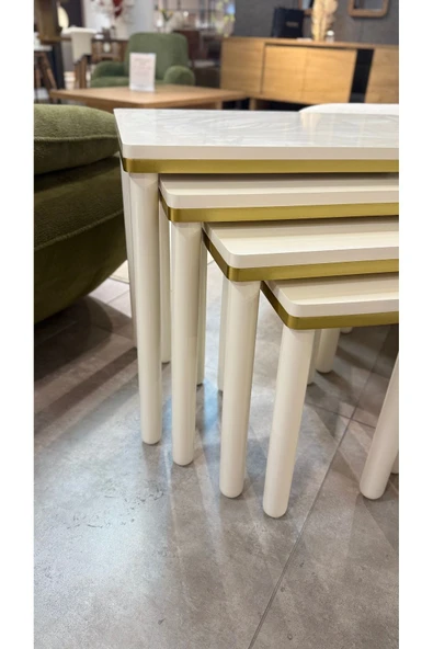 4LÜ BOHEM ZİGON SEHPA GOLD - Resim 4