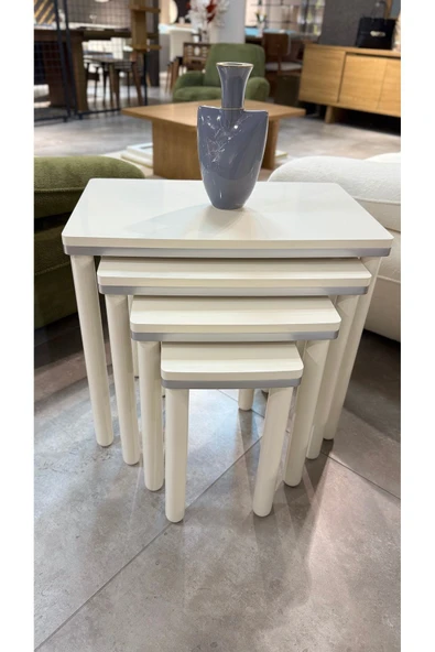 4LÜ BOHEM ZİGON SEHPA GÜMÜŞ - Resim 2