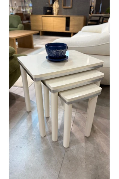 3LÜ BOHEM ZİGON SEHPA GÜMÜŞ ürün görseli