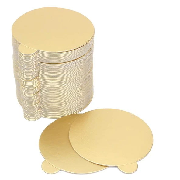 Turta Mendili / Pasta Altlığı Gold -Altın Düz Kenarlı Kalın Yuvarlak 26 cm 10 adet - 1