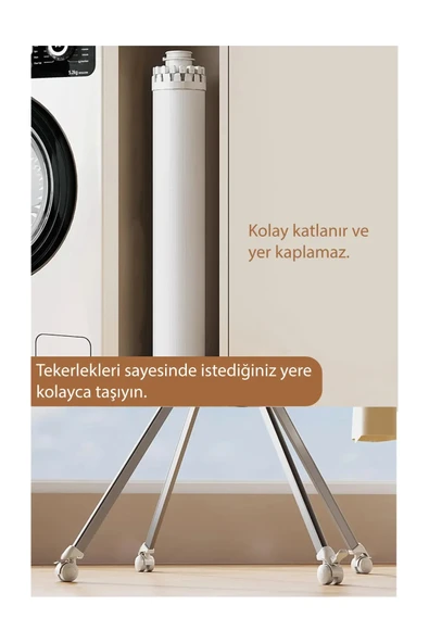 Katlanabilir Ahtapot Çamaşır Kurutma Askısı - Kule Çamaşır Askılığı Tekerlekli OR-01 - 4