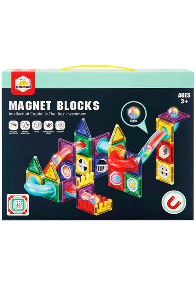Çocukların En Sevdiği Oyuncak: Işıklı Manyetik Bloklar 66 Parça - 3
