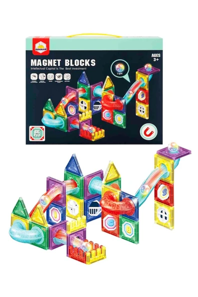 Çocukların En Sevdiği Oyuncak: Işıklı Manyetik Bloklar 66 Parça - 2