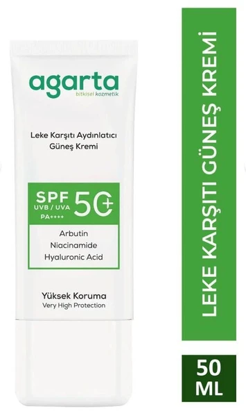 Agarta Doğal Güneş Kremi Leke Karşıtı Aydınlatıcı 50 SPF 50 ml