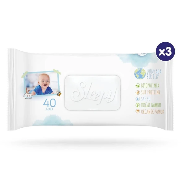 Sleepy Bio Natural Islak Havlu Mendil 3x40 120 Yaprak - Resim 2