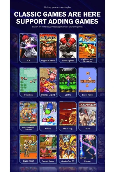 M9 64GB Arcade Retro 4K HDMI Oyun Konsolu 10000 Oyun Çift Kontroller - Resim 6