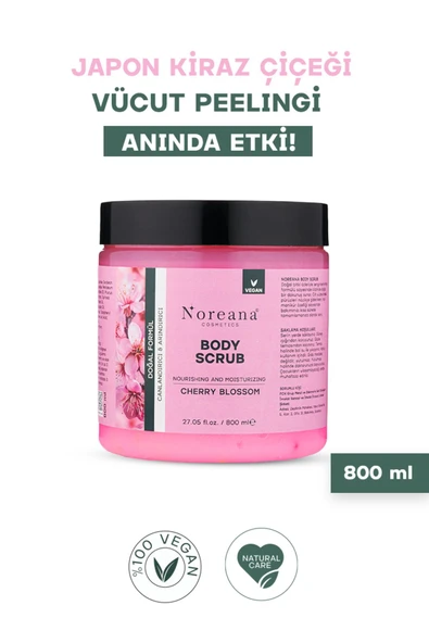 Noreana Japon Kirazı Özlü Vegan Vücut Peelingi 800 ml - Yoğun Besleyici Ve Uzun Süreli Nem Body Scrub