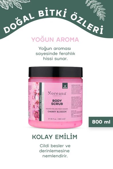 Noreana Japon Kirazı Özlü Vegan Vücut Peelingi 800 ml - Yoğun Besleyici Ve Uzun Süreli Nem Body Scrub - 4