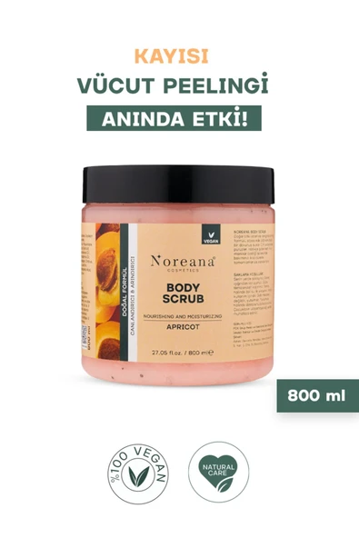 Noreana Kayısı Aromalı Vegan Body Scrub 800 ml - Batık Önleyici Ve Epilasyon Dostu
