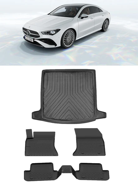 Sahler Mercedes CLA 2019 ve Sonrası 4.5D Paspas 3D Rizline Bagaj Havuzu Set