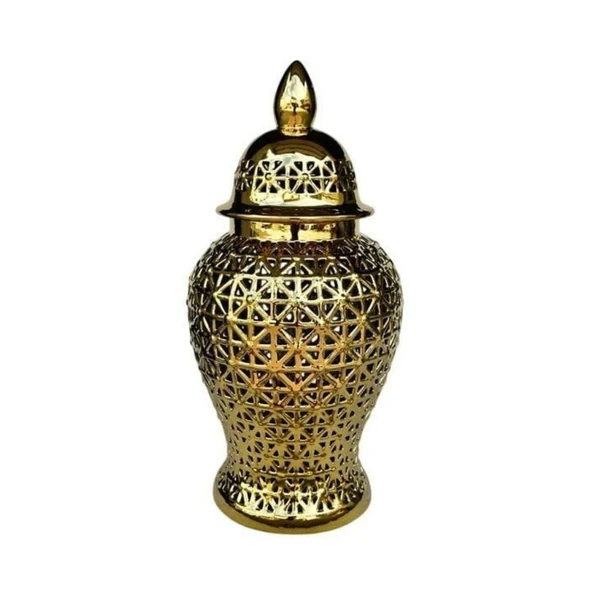 Lamedore Delikli Desen Gold Küçük Küp 24X24X46 ürün görseli