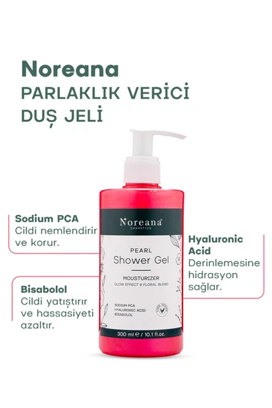 Noreana Vegan Cilt Bakımı | Hyaluronik Asit + Bisabolol ile Yoğun Nemlendirme ve Işıltılı Parlaklık Duş Jeli - Resim 3