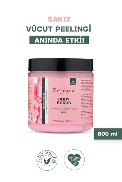 Noreana Vegan Formüllü Body Scrub - Nemlendirici & Arındırıcı Vücut Peelingi Sakız 800 ml